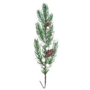 Gałązka Świerku dpCraft z perłami, 25cm